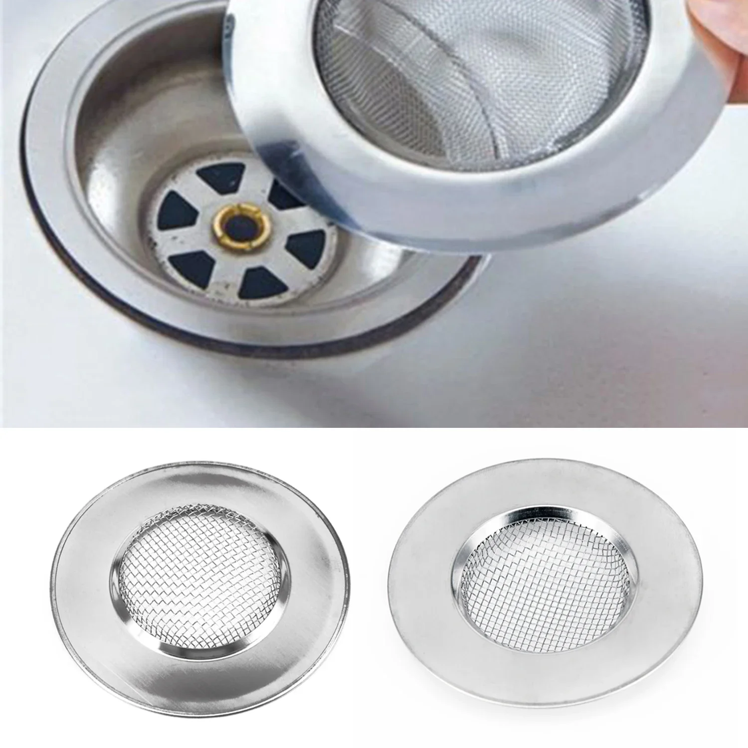 สแตนเลส Filte กรองกับดัก Catcher Stopper ผมห้องครัวตาข่ายโลหะอเนกประสงค์ Silver Sink