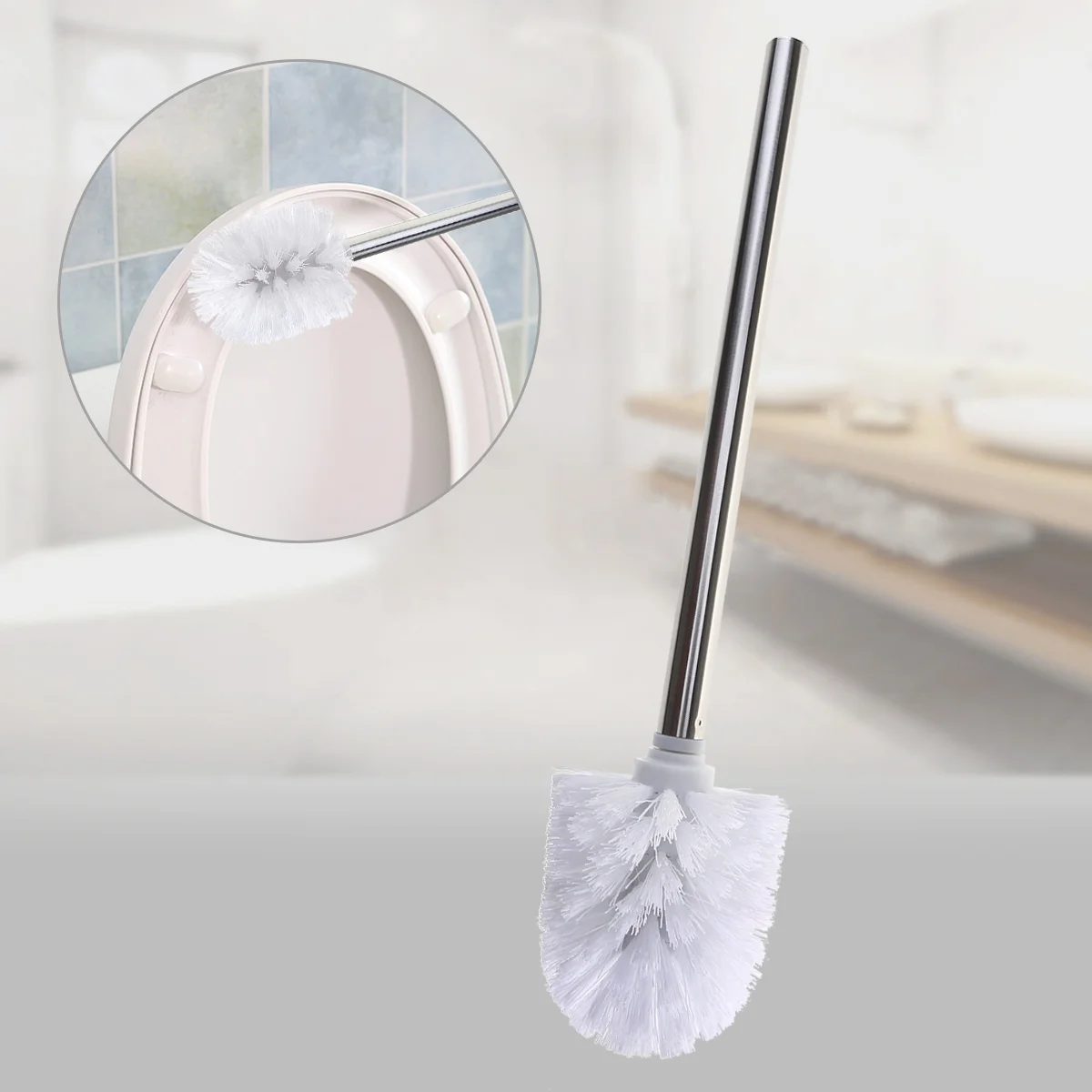 

3 Pcs Toilet Brush Head & Handle WC Bathroom Cleaning Stainless Steel Bowl Cleaners