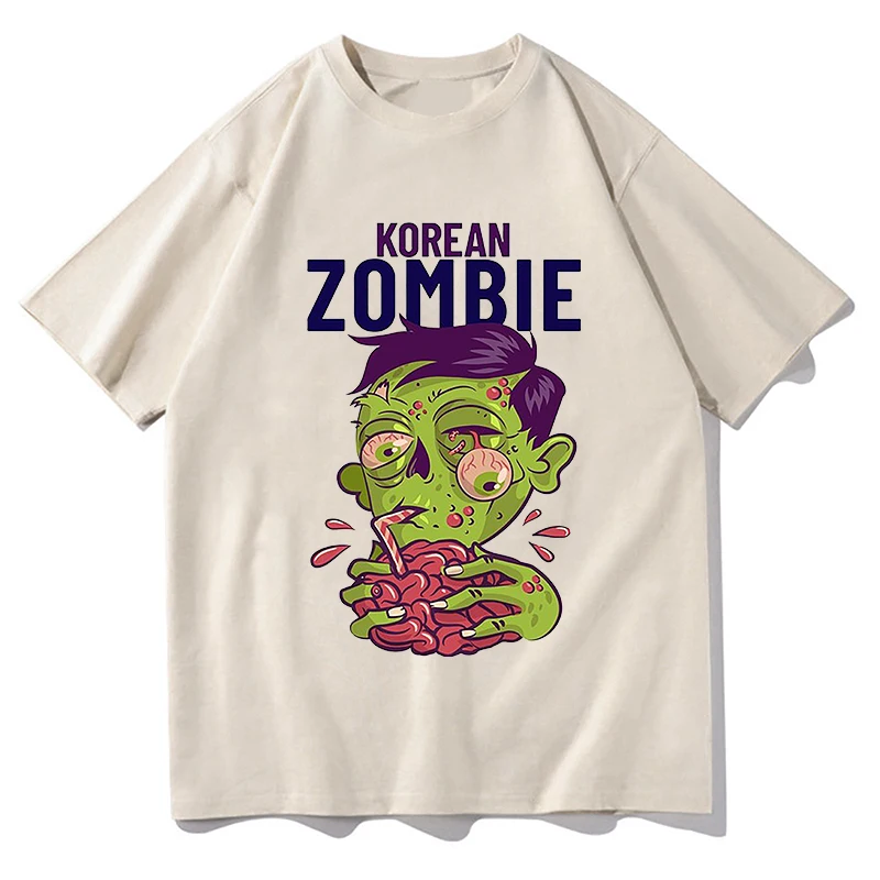 

Korean Zombie T-Shirts Unisex Fashion Casual Pure Cotton Short Sleeve Tee Women Men Crewneck T-shirt Graphic Streetwear Clothes