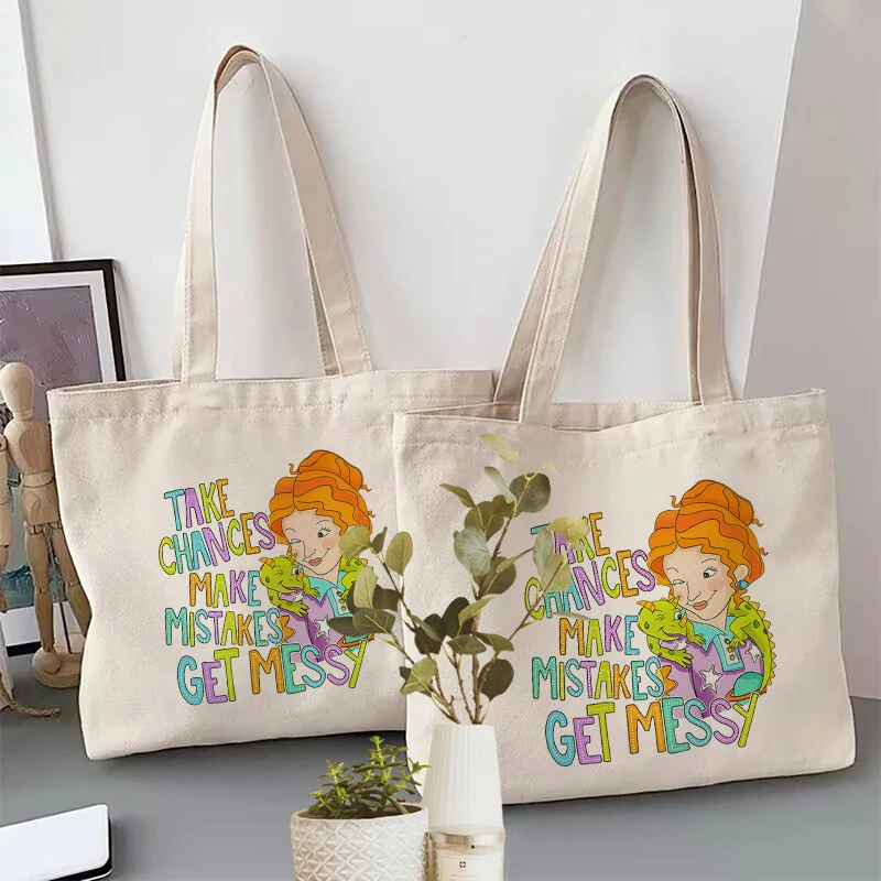 Take Chances Make Mistakes Get Messy Tote Bag Organizer Reusable Shopping Bag Large Capacity Handbag Miss Frizzle Teacher Gift