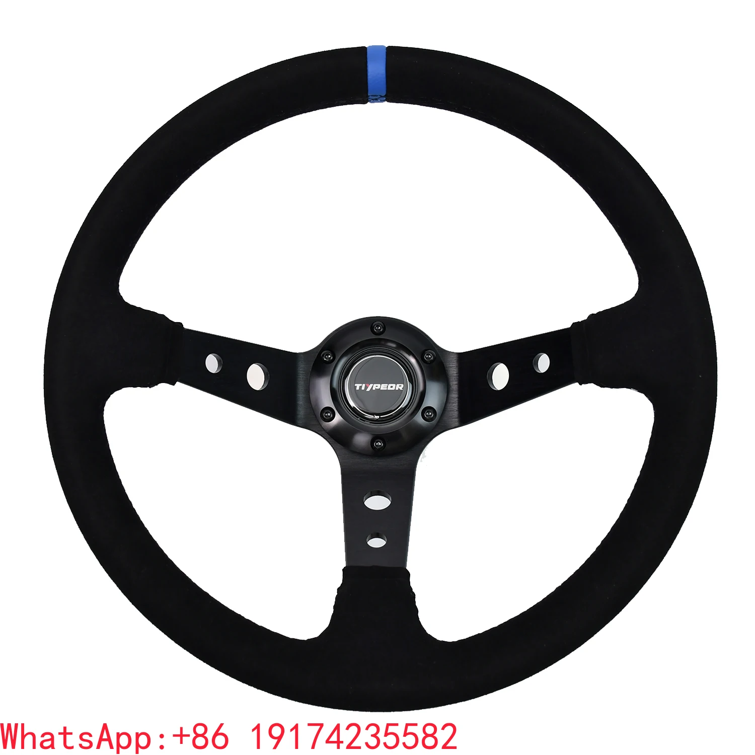 

Tiypeor Customizable General Purpose Part Car Modification Steering Wheel 350MM Leather Racing Suede Sport Steering Wheel