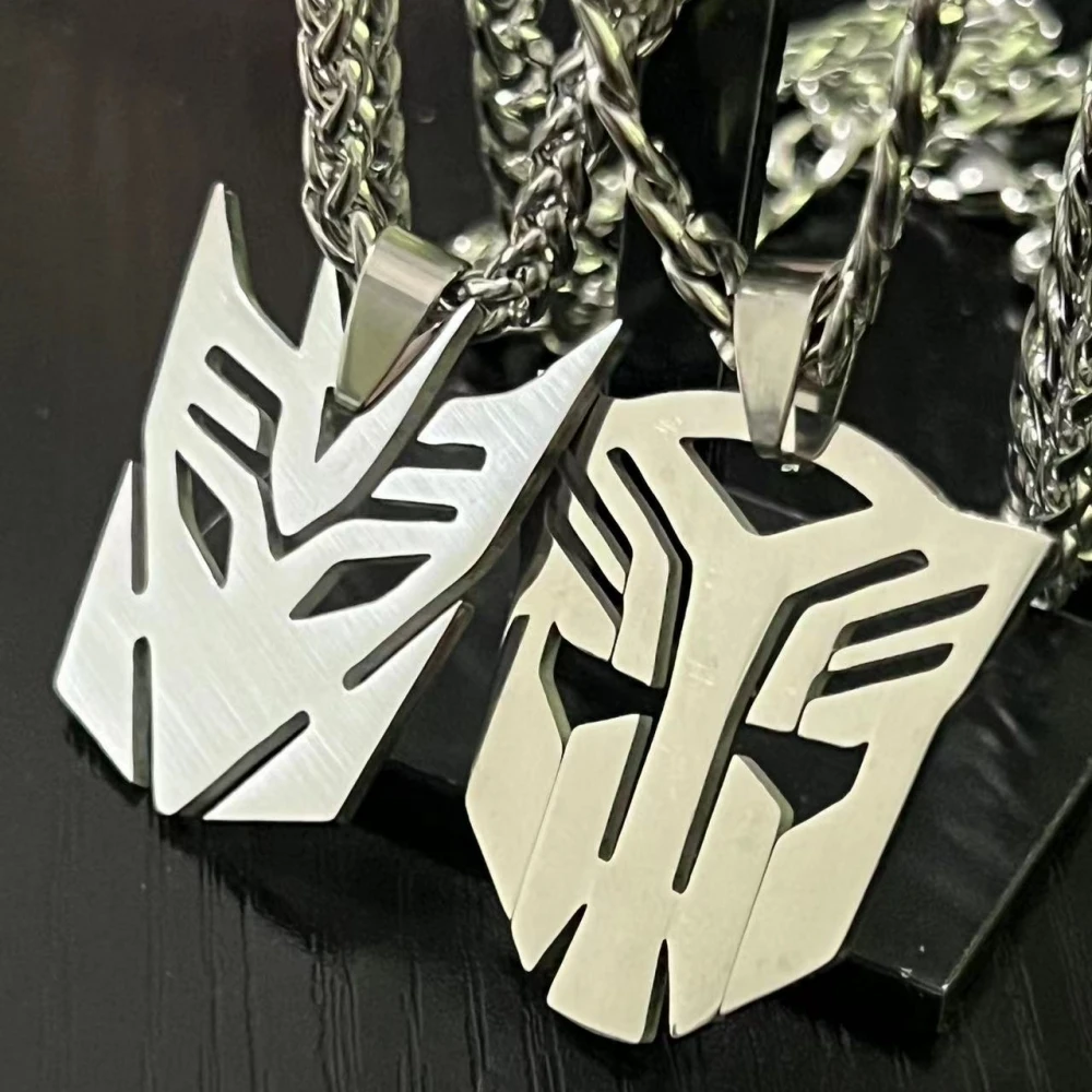 HNSP Anime Movies Autobots Sign Stainless Steel Pendant Chain Necklace For Men Boy Jewelry Accessories Gifts
