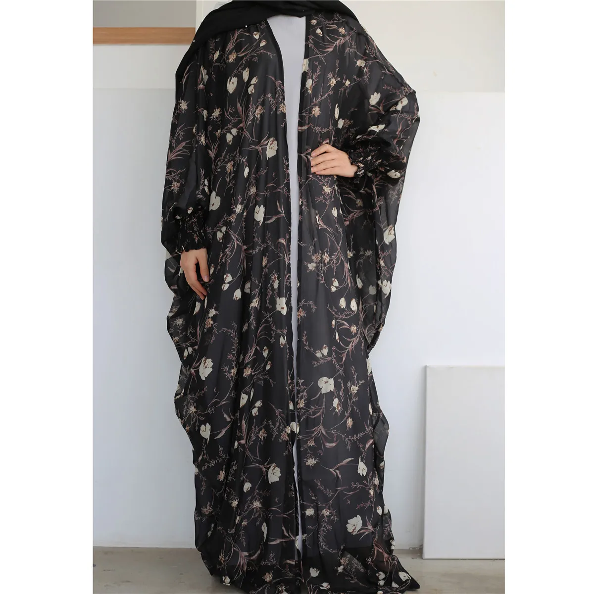 

Summer Chiffon Print Cardigan Abaya for Women Long Dress Clothes for Muslim Women Abaya Dubai Muslim Dress Women Femme Caftan