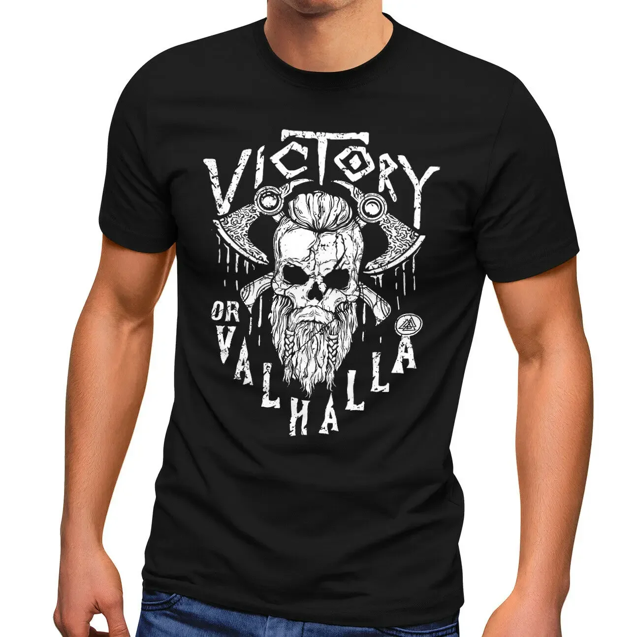 

New 100% Cotton Short Sleeve O-Neck Casual T-shirts Loose Top Size Nordic Vi kings Warrior Skull Axe Printed T Shirt fashion