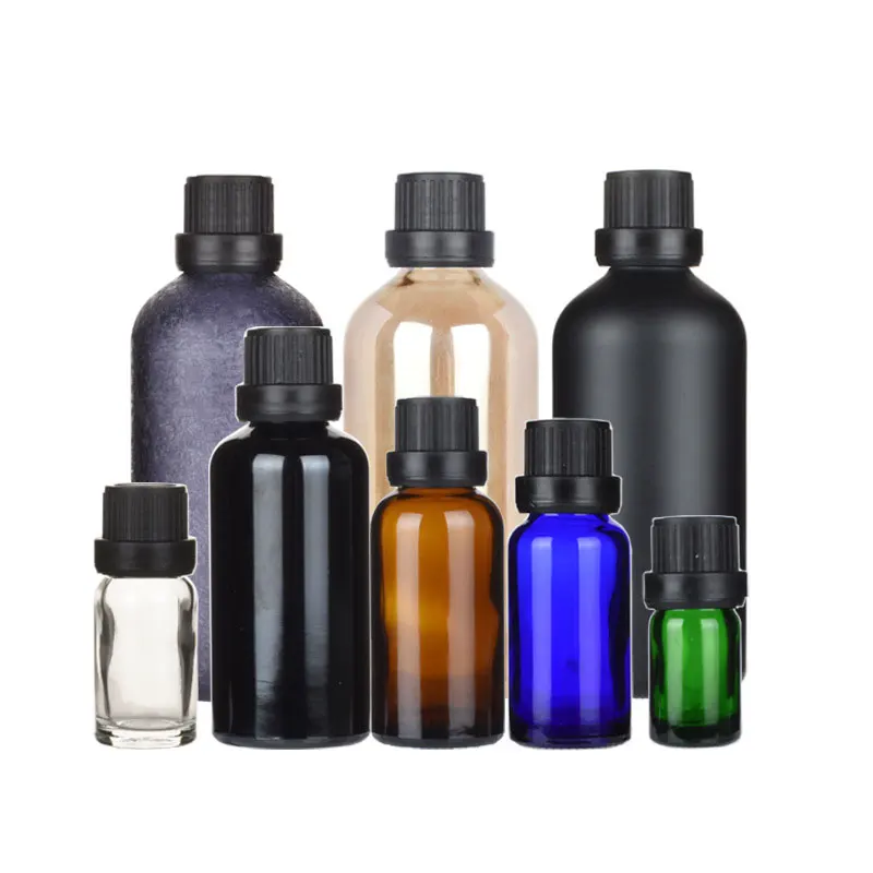 

12pcs 5m 10ml 15ml 20ml 30ml 50ml Essential Oil Glass Empty Refillable Bottles With Disposable Anti-theft Covers Cap