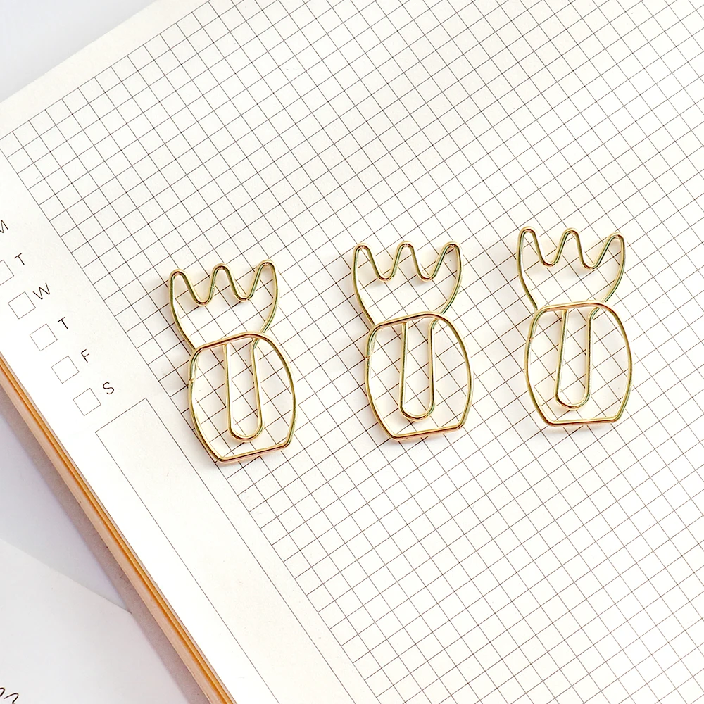 10pcs Creative pineapple Note Shaped Creative File Clamp Paper Clip Bookmark Holder Paper Decorative Clip for Office School Home