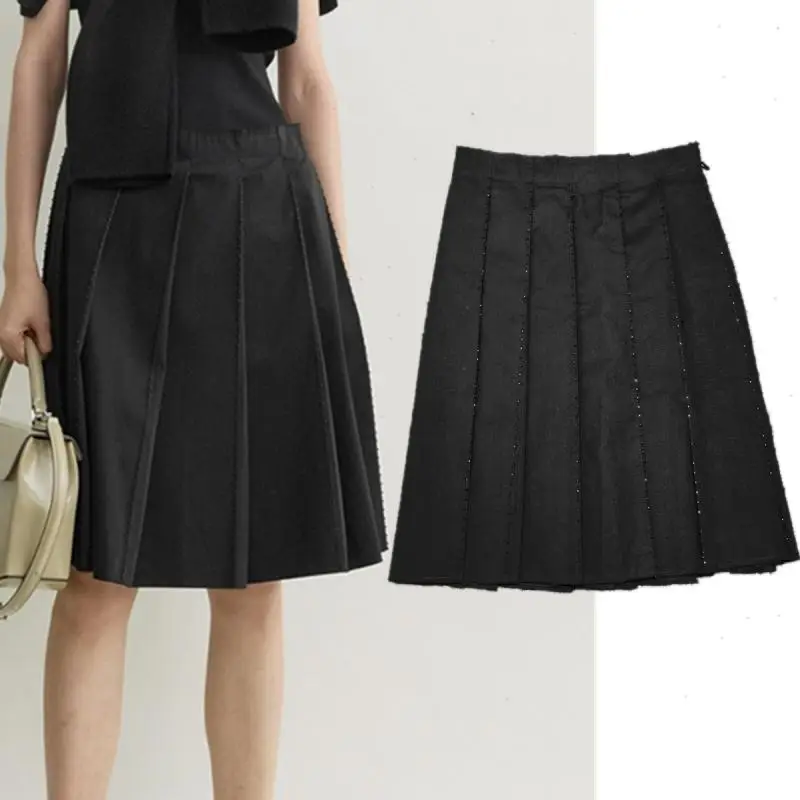 

Dave&di French Fahsion Women's Skirt Woman Clothing High Waist Pleated A-line Sexy Mini Skirts Faldas Skirts Female Clothing