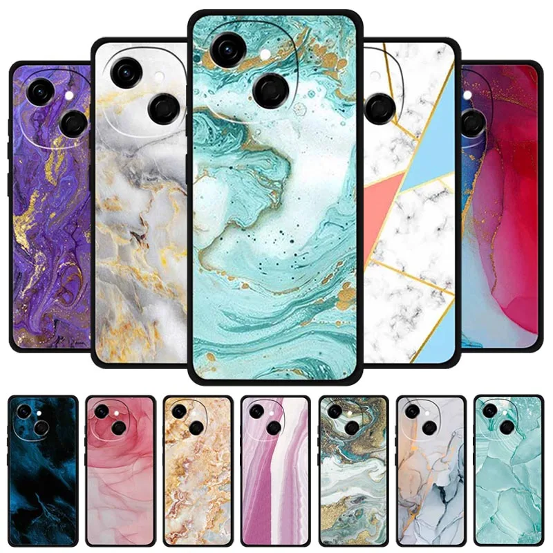 Funda para Tecno Spark 40C, Nueva Funda Trasera de Silicona Suave, TPU, para Tecno Pop 10 Pro, Diseño Mármol Mica Pintado, Parachoques