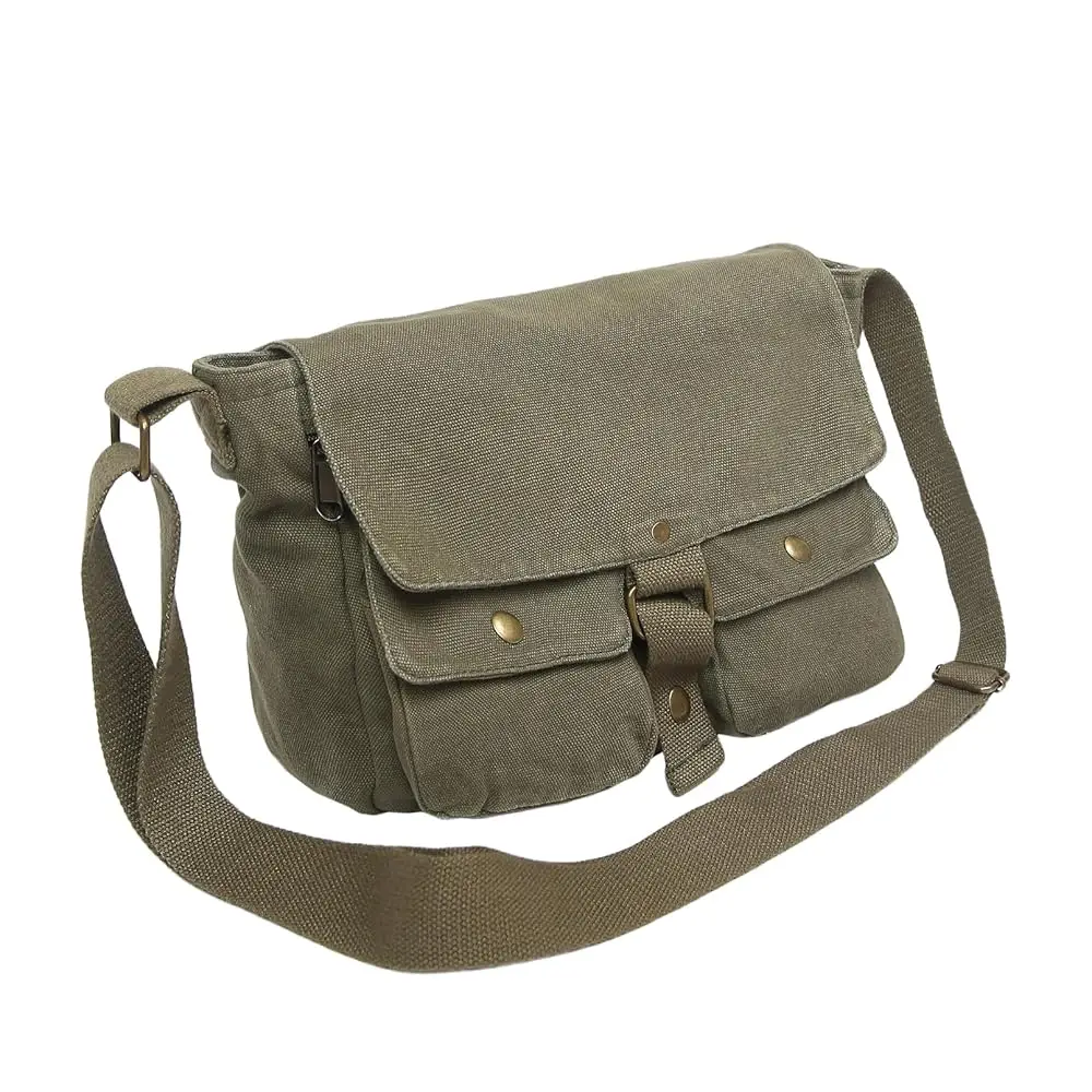 

School Vintage Canvas Messenger Bag for Men Crossbody Shoulder Bag Satchel Handbags