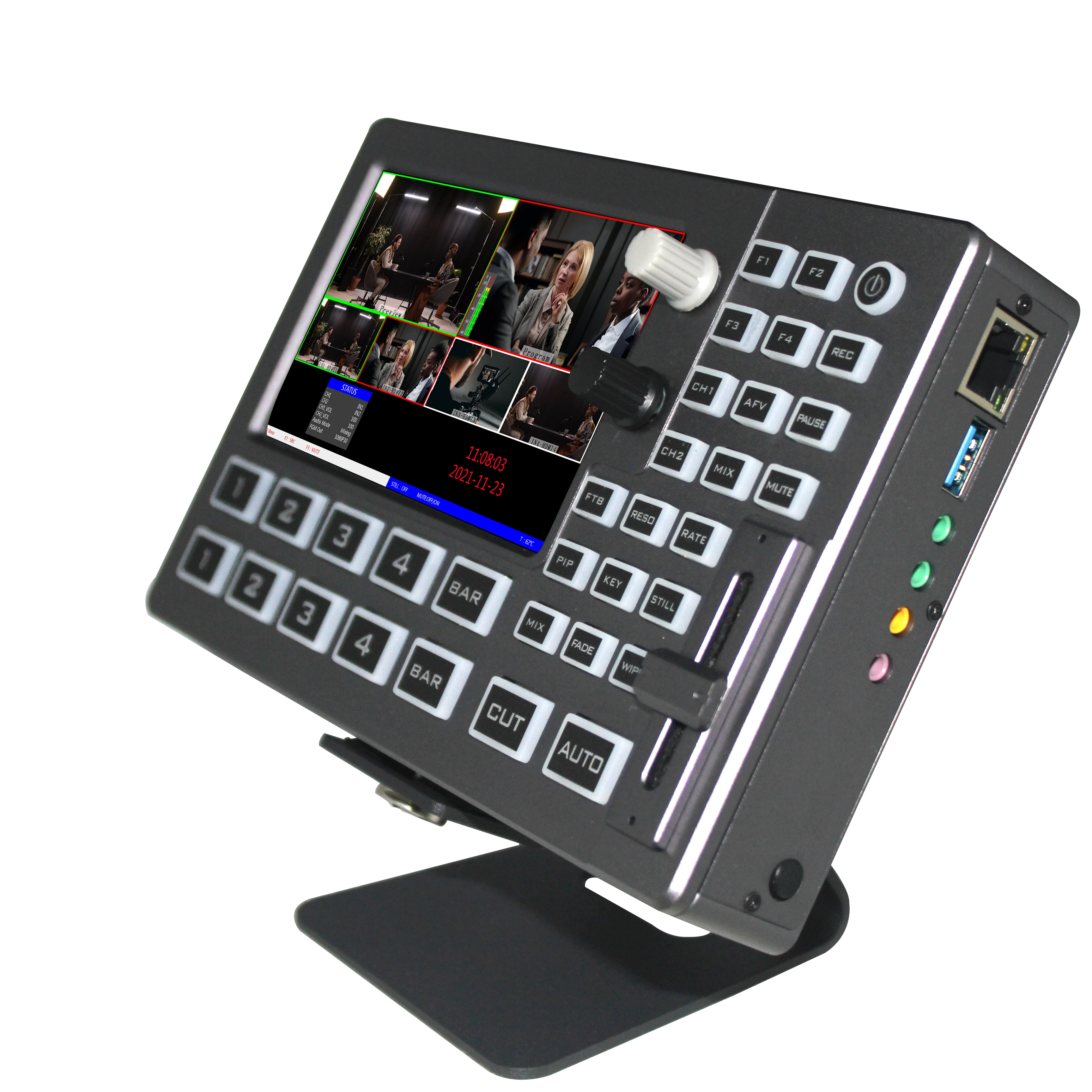 

HDS8101 5" Screen PIP 4-CH OBS Vmix Live Production HD Video Mixer