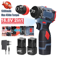 New 16.8V 2 in 1 Lithium Drill Electric Screwdriver Multi-function Power Tool 45Nm Torque Brushless Motor Practical Screw Driver