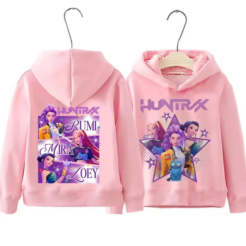 Fashion Rumi Mira Zoey Graphic Kid Hoodie Front Back Hooded Sweatshirt Boys Girls Streetwear Casual Long Sleeve Children Clothes