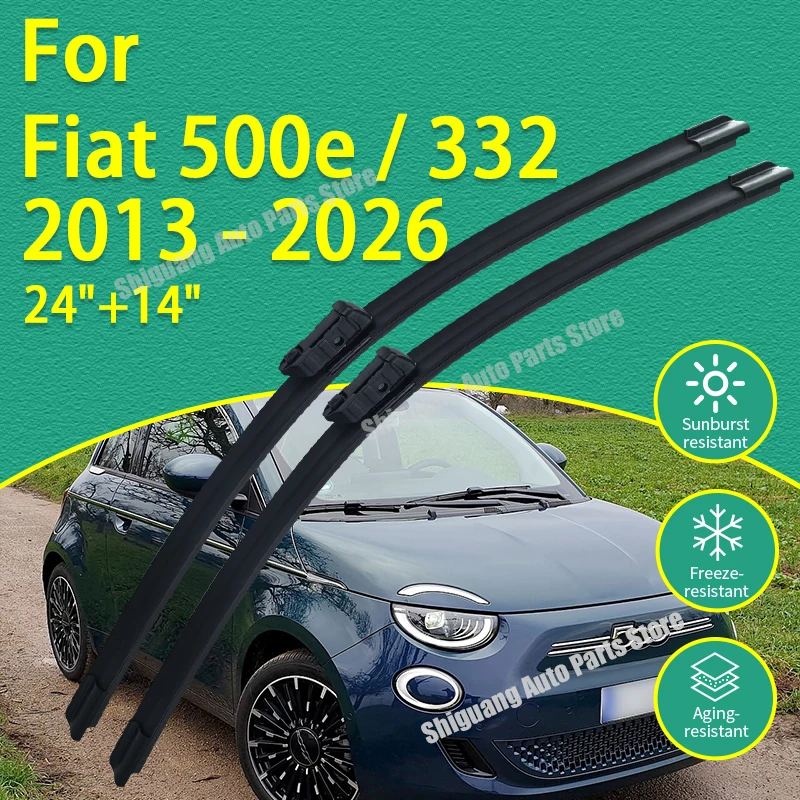 

Front Silicone Coating Wipers for Fiat 500e 332 2013 - 2026 Car Wiper Windshield Windscreen Blades Accessories 2014 2015 2016