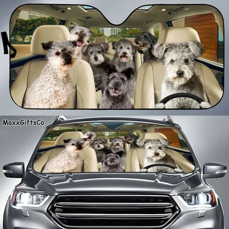 Pumi Car Sun Shade, Dogs Windshield, Dogs Family Sunshade, Dog Car Accessories, Car Decoration, Gift For Dad, Mom