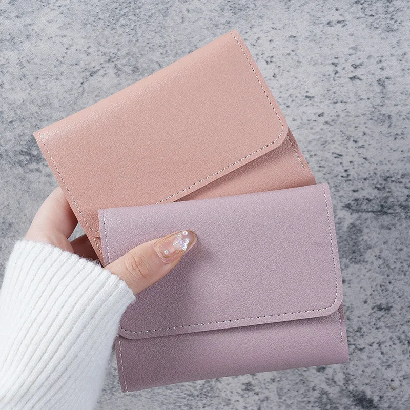 Minimalist Short Women's Wallet Student Mini Wallet Multi functional Card Bag Change Ultra Thin Smooth Wallet