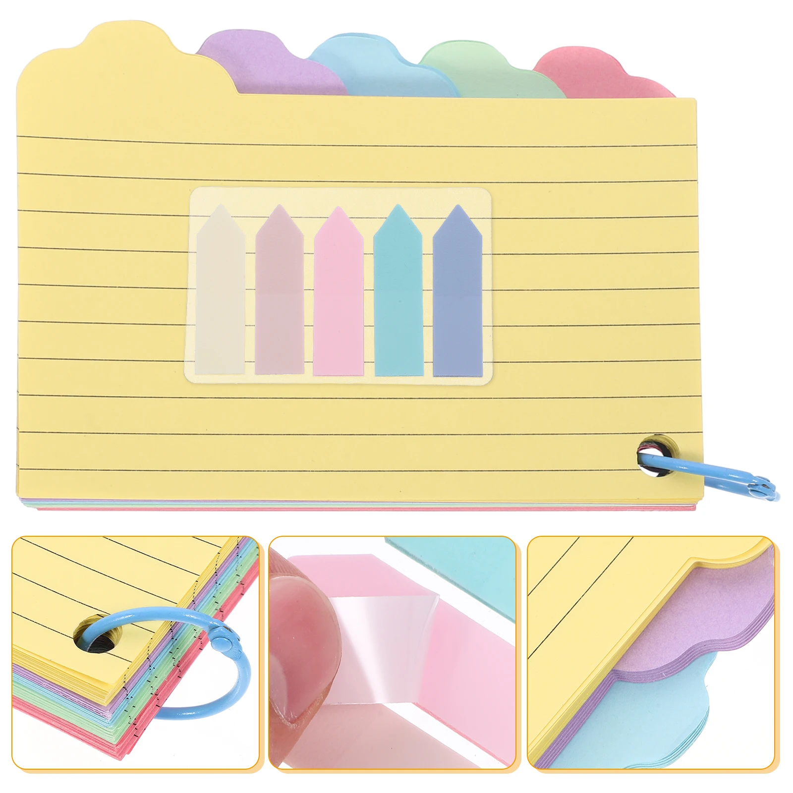 

1 set Blank Flashcards Notepad Paper Index Cards for Studying Office Learning Memory Portable Pocket Lined White Colored Note