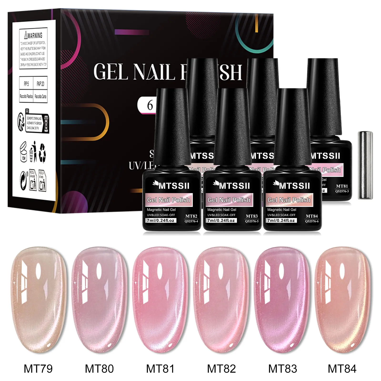 

7 шт., набор магнитных гель-лаков для ногтей Pink Story Cat, телесный розовый золотой свет, полуперманентный УФ-гель-лак, принадлежности для ногтей «сделай сам»