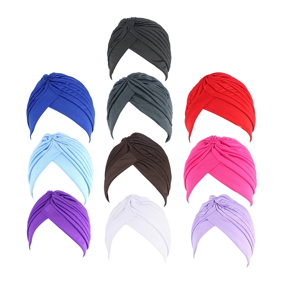 

10 Pcs Turban Hat Women Headpiece Hair Hoops Traditional Headdress Hair Band Accessories Comfortable Breathable Solid Color