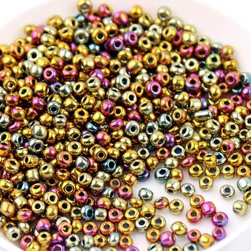 2mm 3mm 4mm perline di vetro Color metallizzato Vintage 12/0 8/0 6/0 perline distanziatrici sciolte per gioielli da cucito che fanno cucito fai da