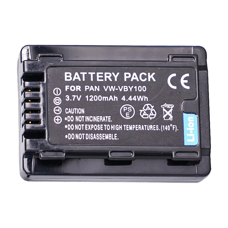 Para batería de repuesto VW-VBY100 1200mAH Compatible con cámara segura Panasonic AG-DVX200 AG-UX180 HC-X2000