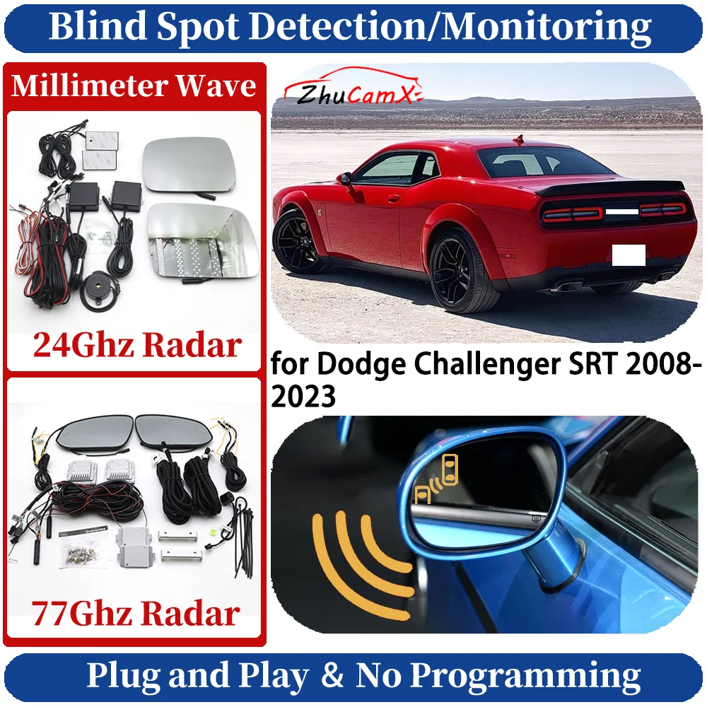 Blind Spot Monitoring/Detection System for Dodge Challenger SRT 2008-2023 Night Driving Side Lane Change Warning Safe Assist
