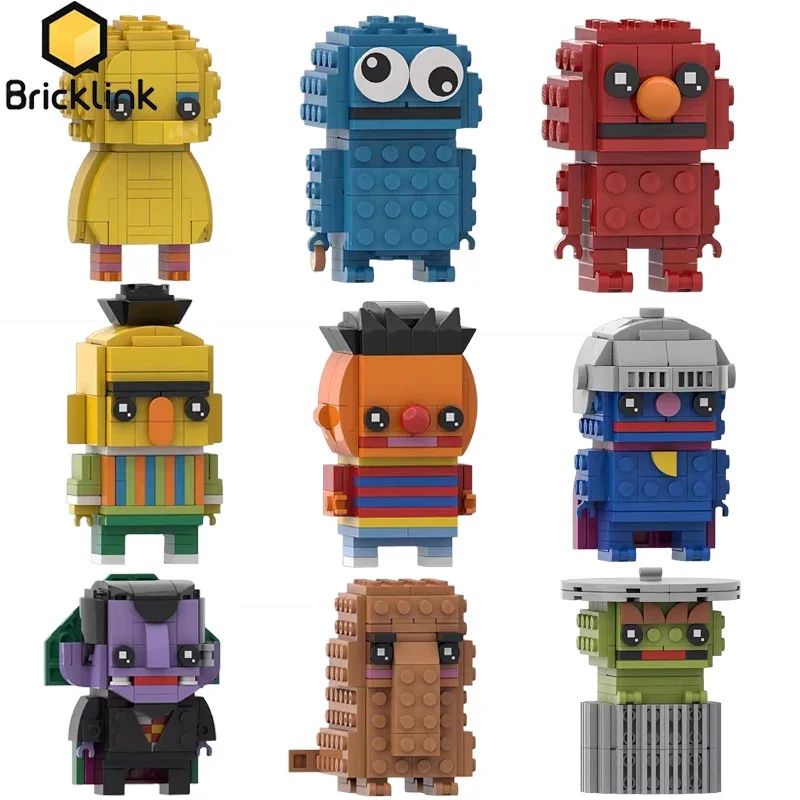 Bricklink Sesame Anime Puppet Show Figures Big Birds Elmos Ernies Berts Brickheadz Sets Building Blocks Kid Toys Christmas Gift