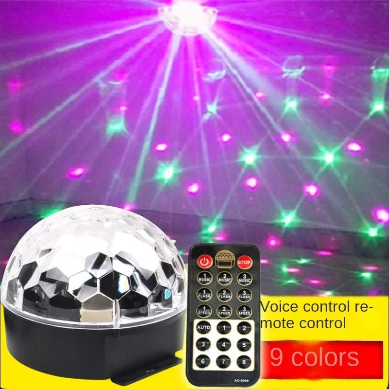 

9-color remote control LED crystal magic ball KTV bar voice controlled rotating colorful lamp flash home decorative lamp