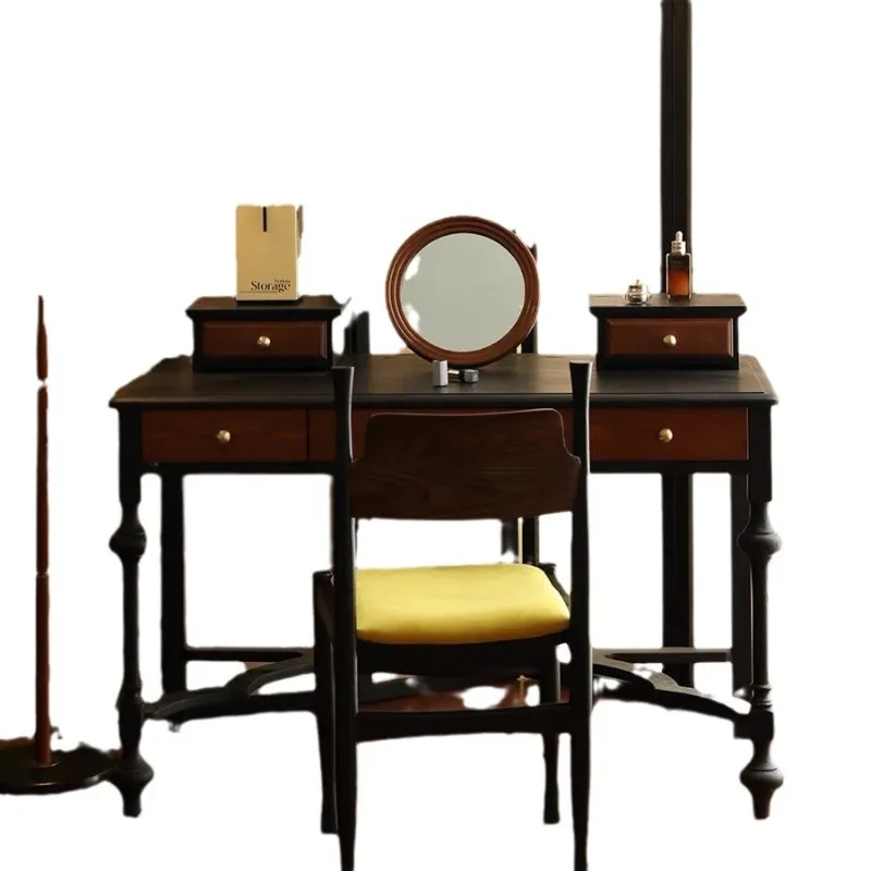 

French bedroom dresser retro contrasting color designer makeup table makeup chair combination medium ancient style