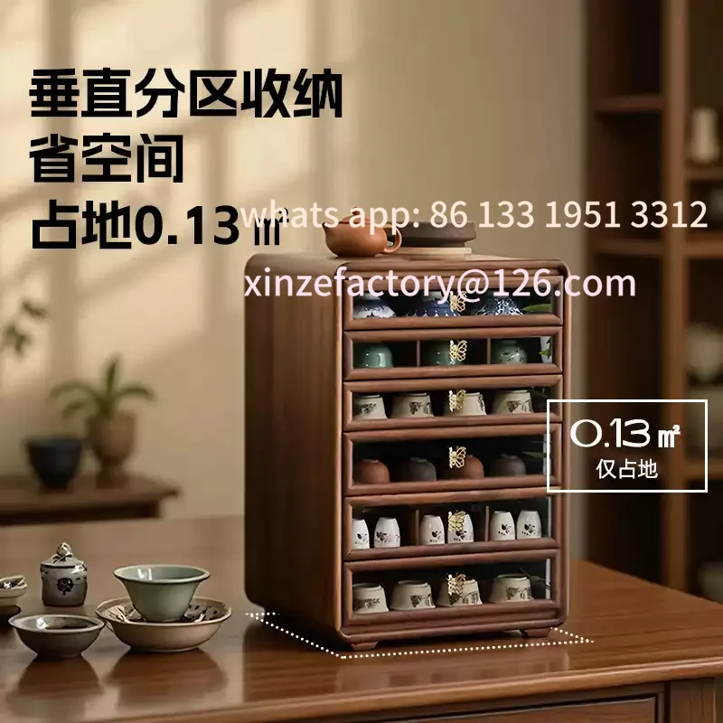 

Customizable Desktop Multifunctional Storage Dental Cabinet Black Walnut Drawer Storage Cabinet 6-layer Dustproof Mobile Tea