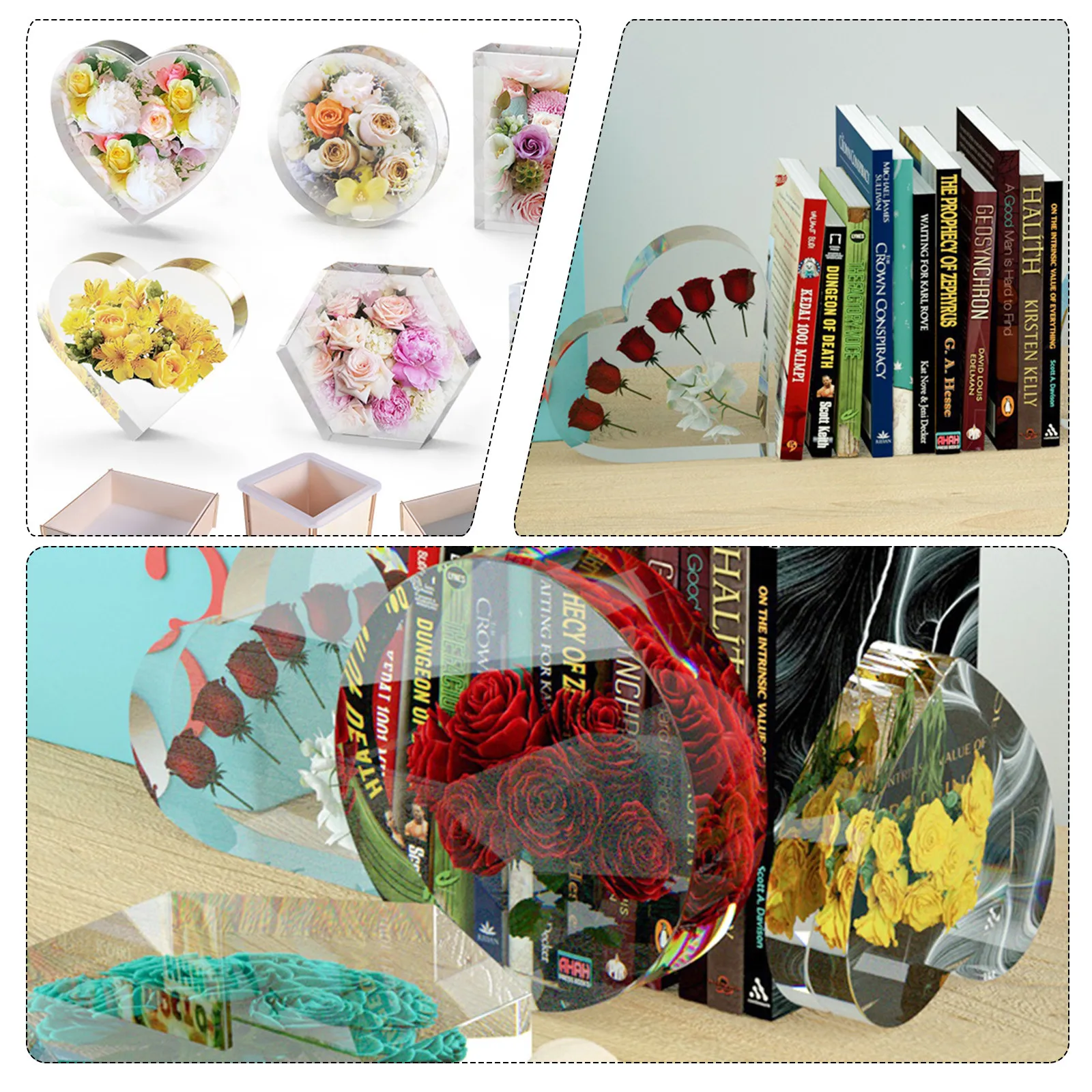 

Силиконовая форма для сердца, гибкая, большая, для DIY-проектов, для сохранения цветов, декоративные подставки для книг, гладкая поверхность, подставки для книг в форме сердца