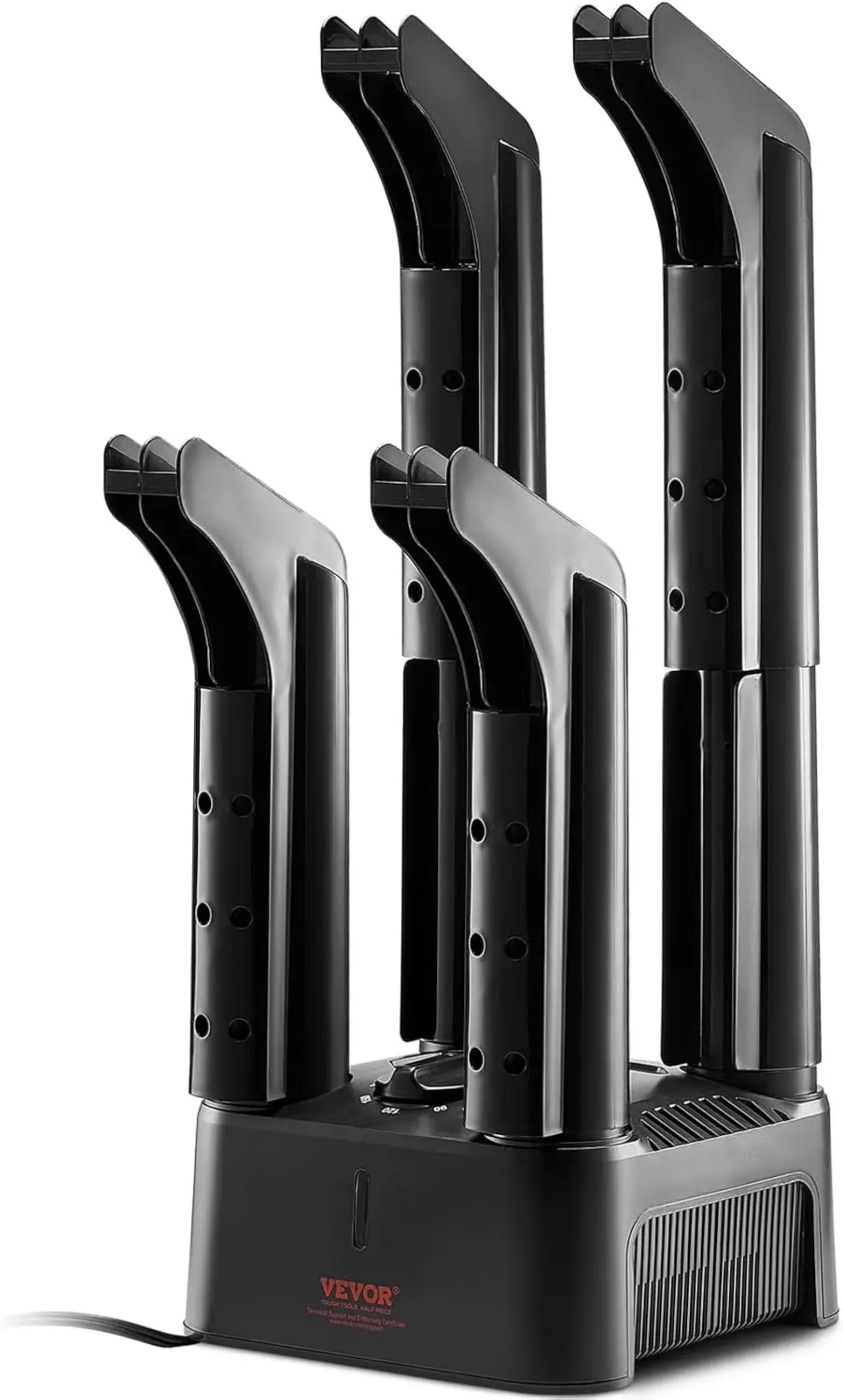 

Portable 4-Tube Dryer with Timer, Heat Blower for Boots, Shoes, Socks - Black/White