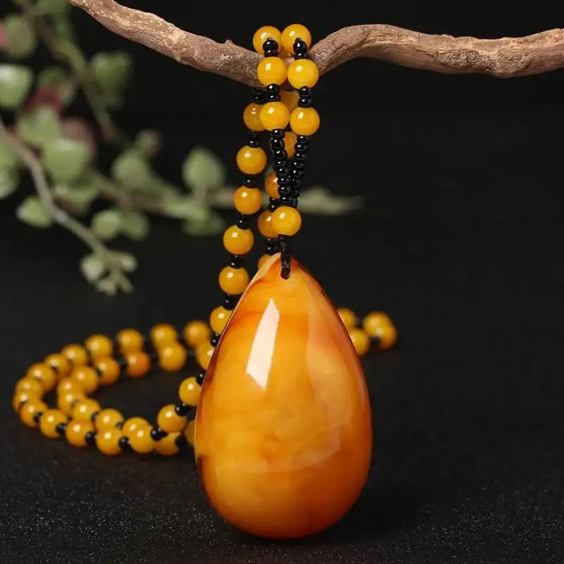 Old Beeswax Amber Pendant for Men and Women