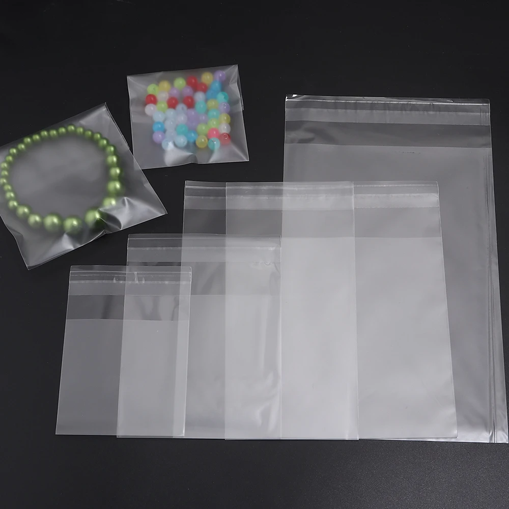 100pcs Transparent Matte Plastic Self Sealing Bags Self Adhesive Bags Candy Cookie Treat Bakery Bags Party Gift Packaging Bags