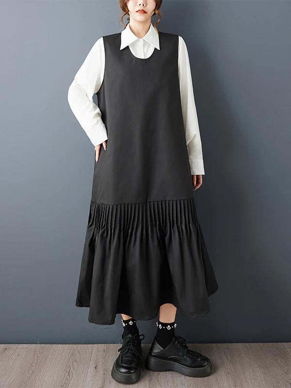 

Authentic 2026 Spring New Bla Long Vest Dr Versatile Loose Fit Casual Dr Breathable Straight Hemline round Neline