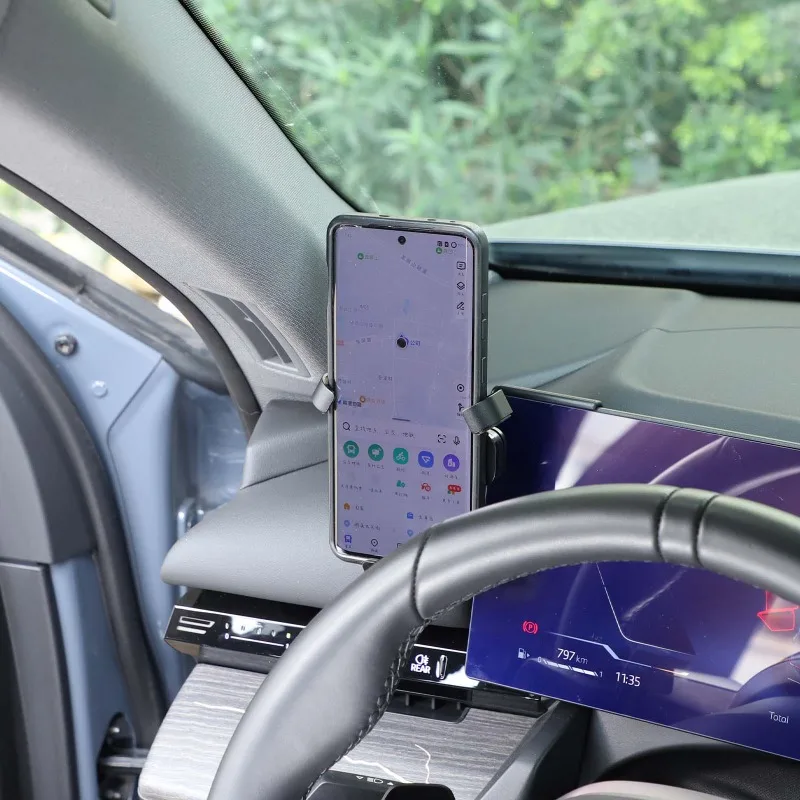 لسيارات BMW 5 Series G60 2024-26 لوحة أدوات السيارة الجانب الأيسر حامل هاتف المحمول لتحديد المواقع والملاحة قوس ملحقات السيارة الداخلية #4