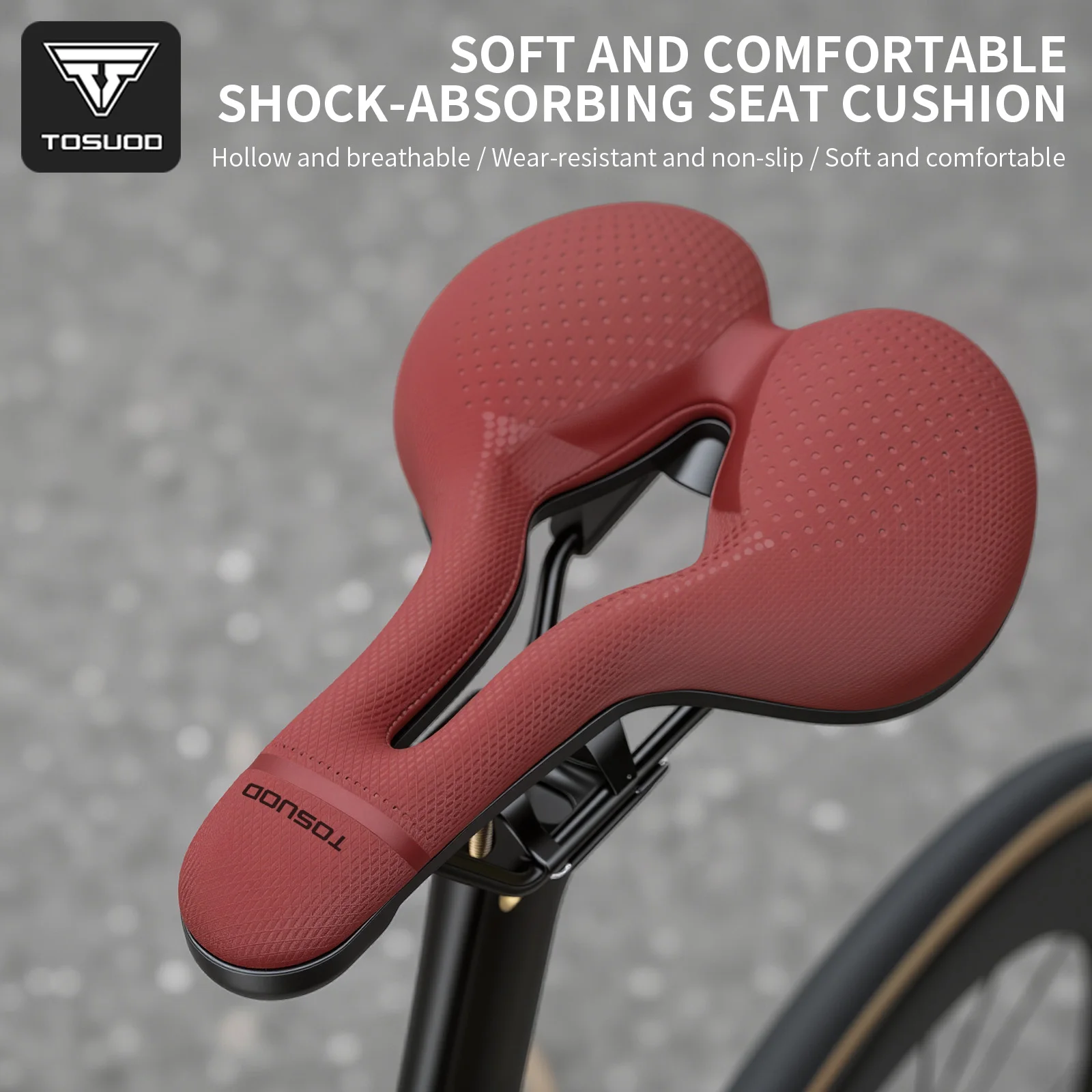 TOSUOD Bicycle Saddle Shock Absorbing Comfortable Hollow Breathable MTB Seat Cycling Accessories