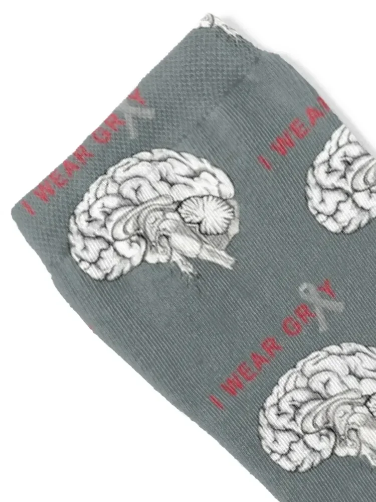 I Wear Grey For Sister Brain Cancer Awareness Brain Tumor Socks christmass gift floor basketball Designer Man Socks Women's