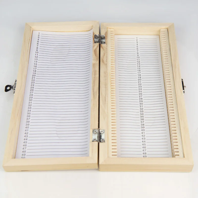 Microscope Slides Wooden Box 50pcs Slice Storage Holder Case 4pcs