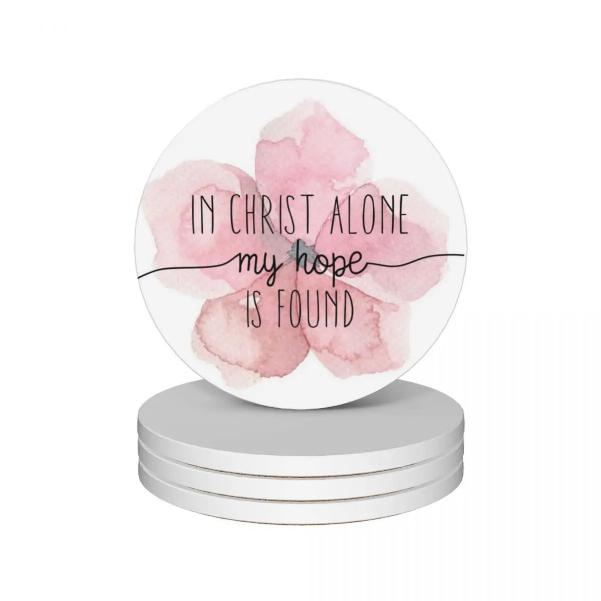 

Christian Quote Watercolor Flower Ceramic Coasters (Set of 4) set cute set for drinks Coasters