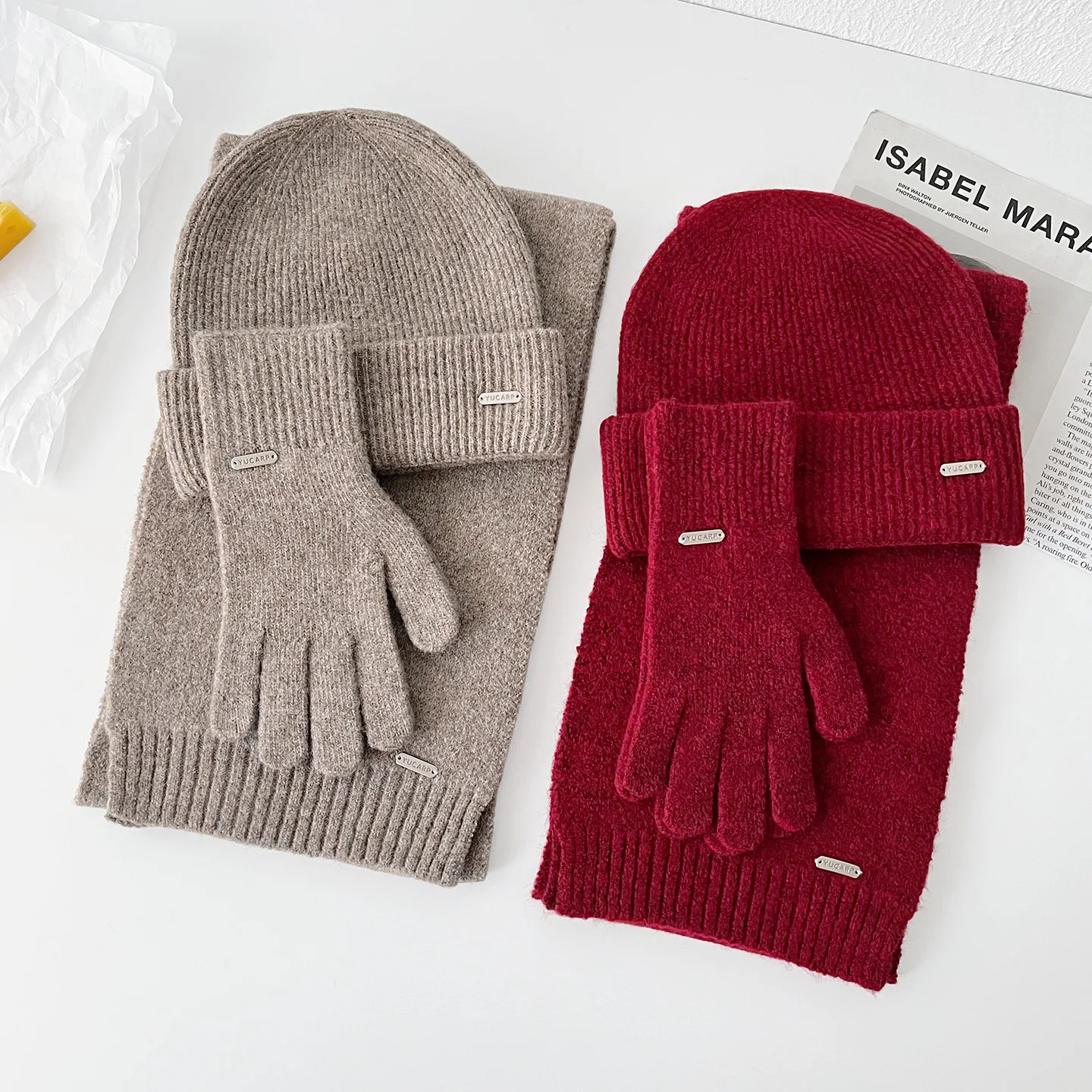 3 قطعة/المجموعة محبوك حلقة وشاح المرأة قبعة صوف الشتاء الدافئة الأوشحة قبعة الصلبة تصميم لينة الكشمير الباشمينا طوق وشاح للرقبة