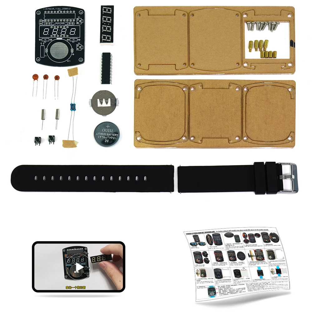 New DIY LED Digital Tube Watch Kit Microcontroller Electronic Clock 12/24-Hour Format Soldering Practice Component