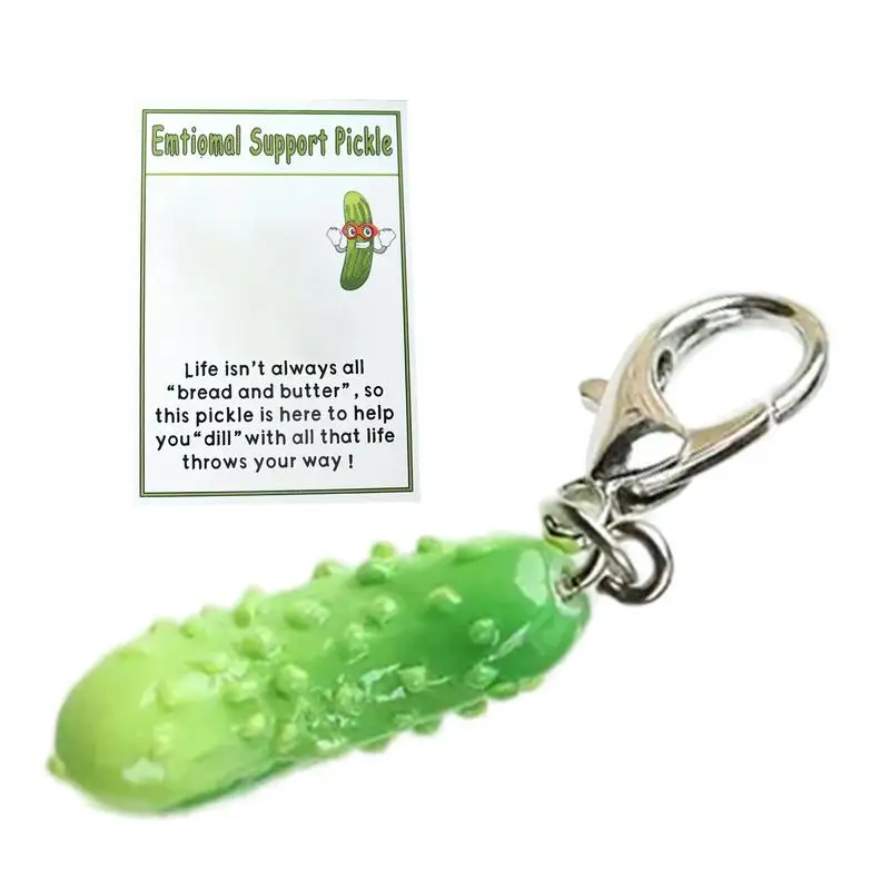 Pickle Bag Charm Cucumber Keyring Decoration Positive Bag Accessory Backpack Car Key Decoration for Men Women Emotional Support