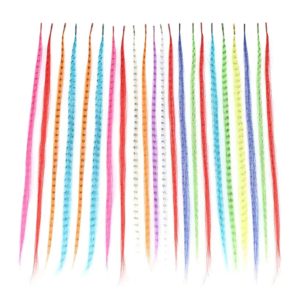 16inch 10 roots Colorful Feather Synthetic Hair Extensions Crochet Hairpiece Y2K rainbow Extensions cosplay Christmas women hair