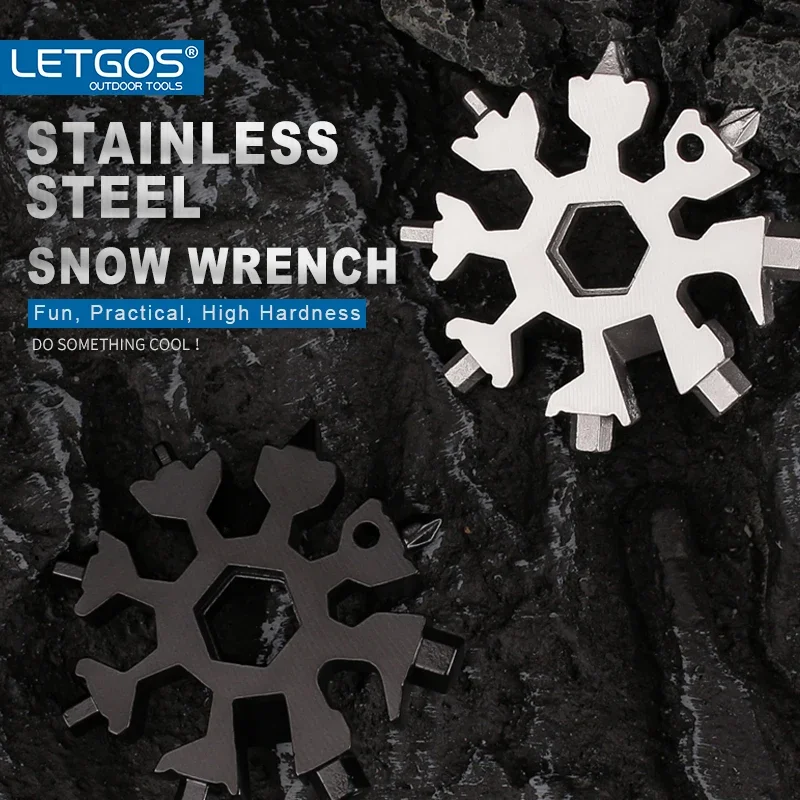 LETGOS Multifunctional snowflake wrench octagonal keychain EDC gadget Universal portable screwdriver stainless steel Hand Tools