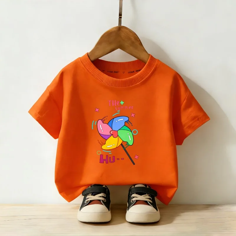 Cartoon Style Small Car Printed Children's T-shirt New Personalized Parent-child Outfit Fashionable Casual Short Sleeved Shirt