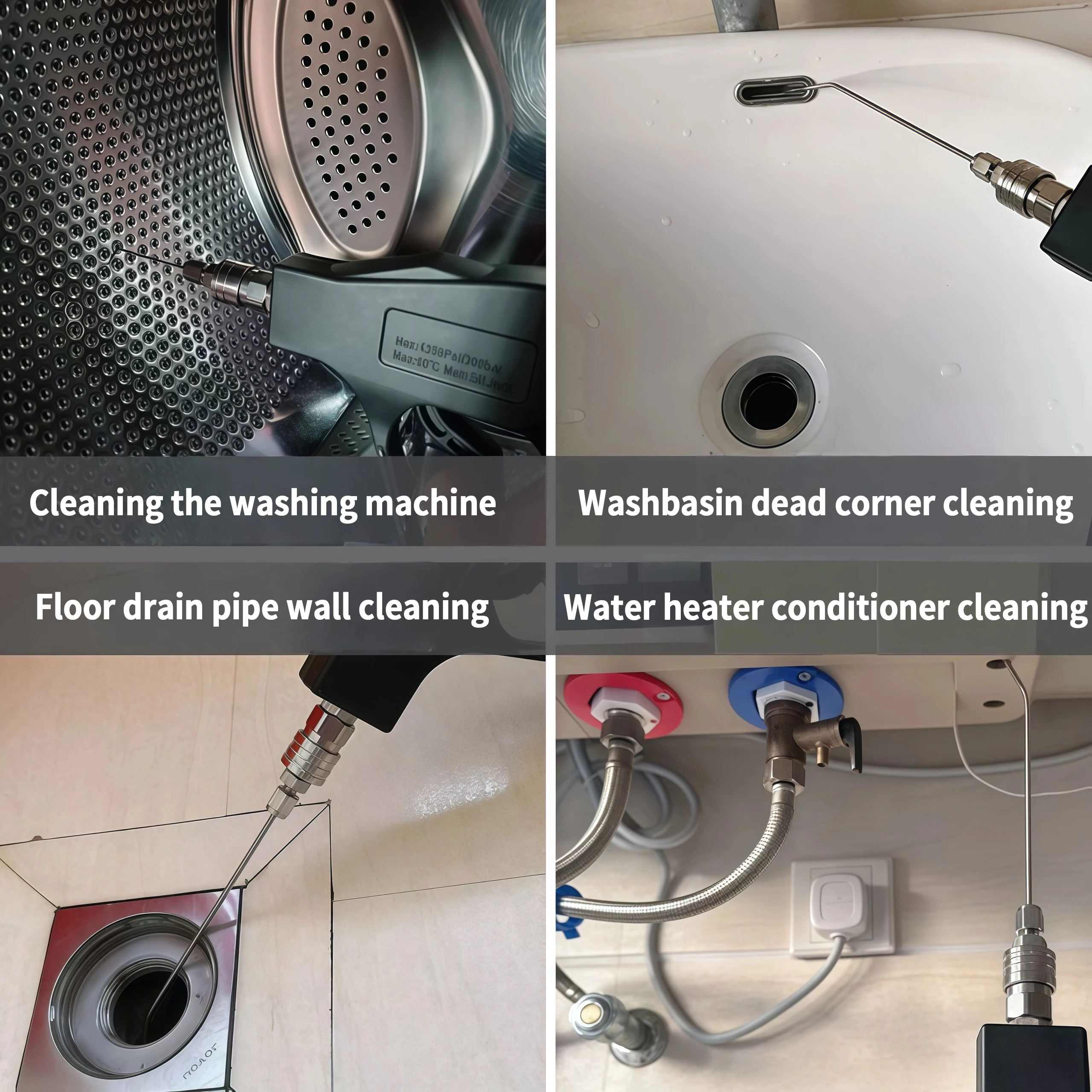 Ugello ad ago per pulizia ad alta pressione - Getto dritto/laterale da 2,0 mm per serbatoi scaldabagno e unità CA Strumento di pulizia