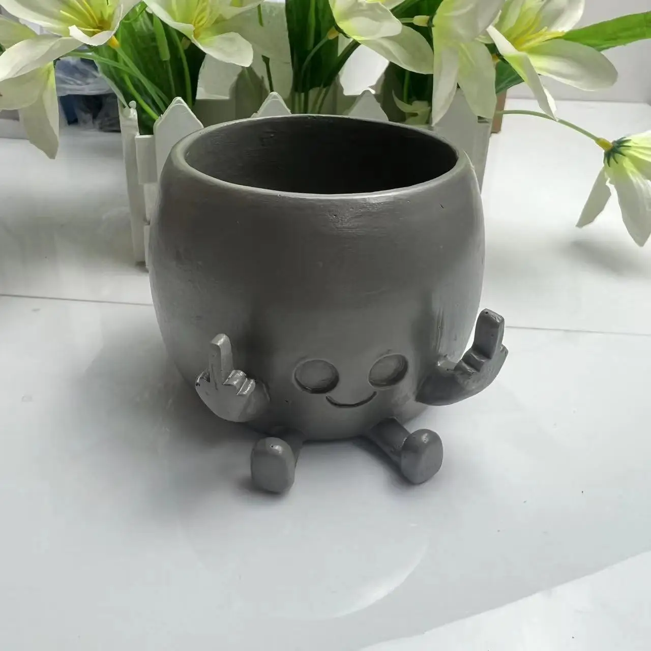 الإبداعية الاصبع الوسطى زهرة النبات الزهرية لطيف الشكل التعبير نبات عصاري زارع وعاء الراتنج الحلي ديكور المنزل