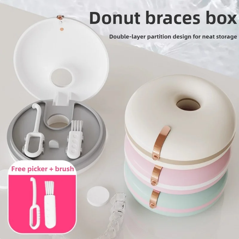 

Новый фиксатор для протезов, портативный двухслойный круглый брекеты, ортодонтический контейнер для хранения, магнитный органайзер для выравнивания, держатель