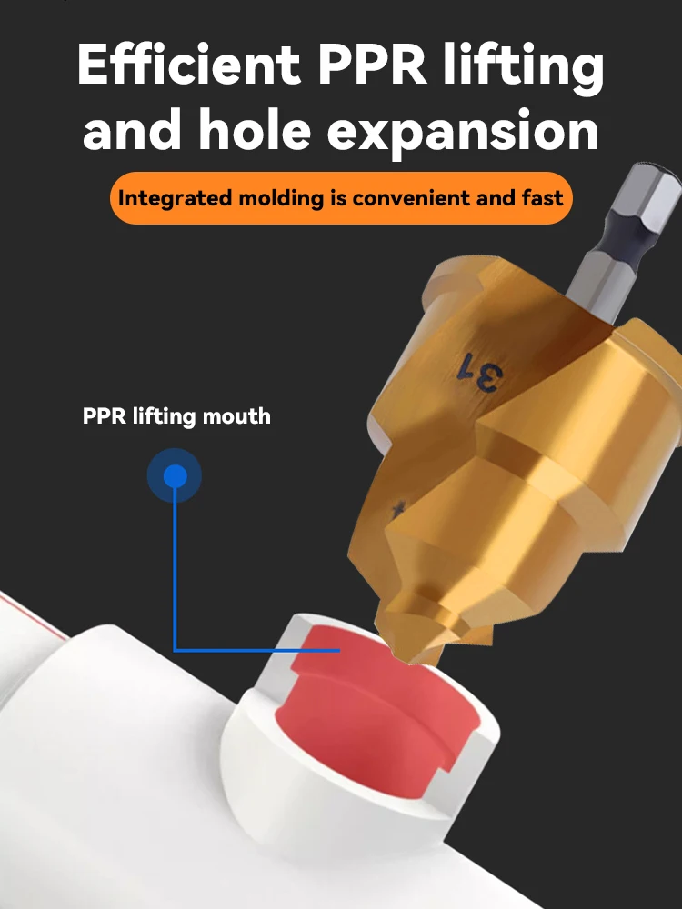 Broca escalonada de elevación PPR, vástago hexagonal, herramienta de conexión de tubería de agua de 20/25/32mm, herramienta de mano de proceso de