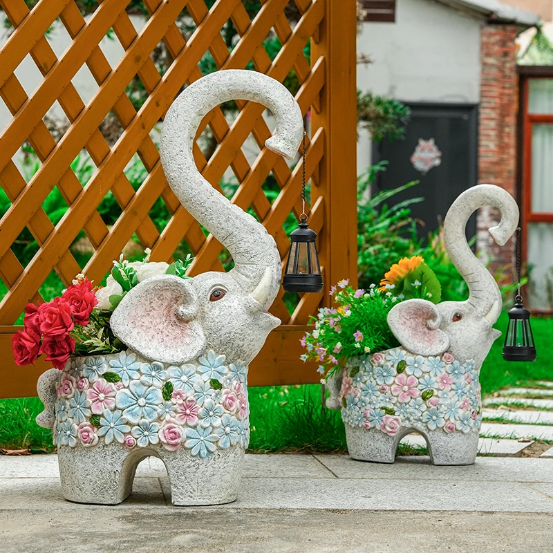 

Solar Elephant Lamp Flower Pot Garden Homestay Yard Balcony Landscaping Arrangement Courtyard Decoration Outdoor Garden Ornament